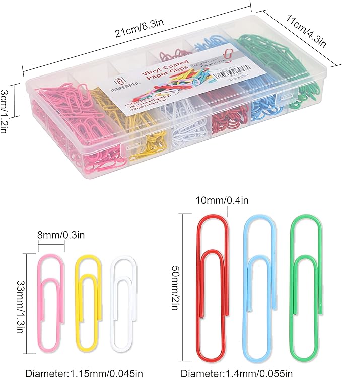 PAPERPAL Paperclips for Office School & Personal Use, Duo Size Vinyl Coated - Image 2