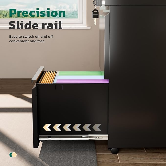 Greenvelly 2 Drawer Mobile File Cabinet - Image 8