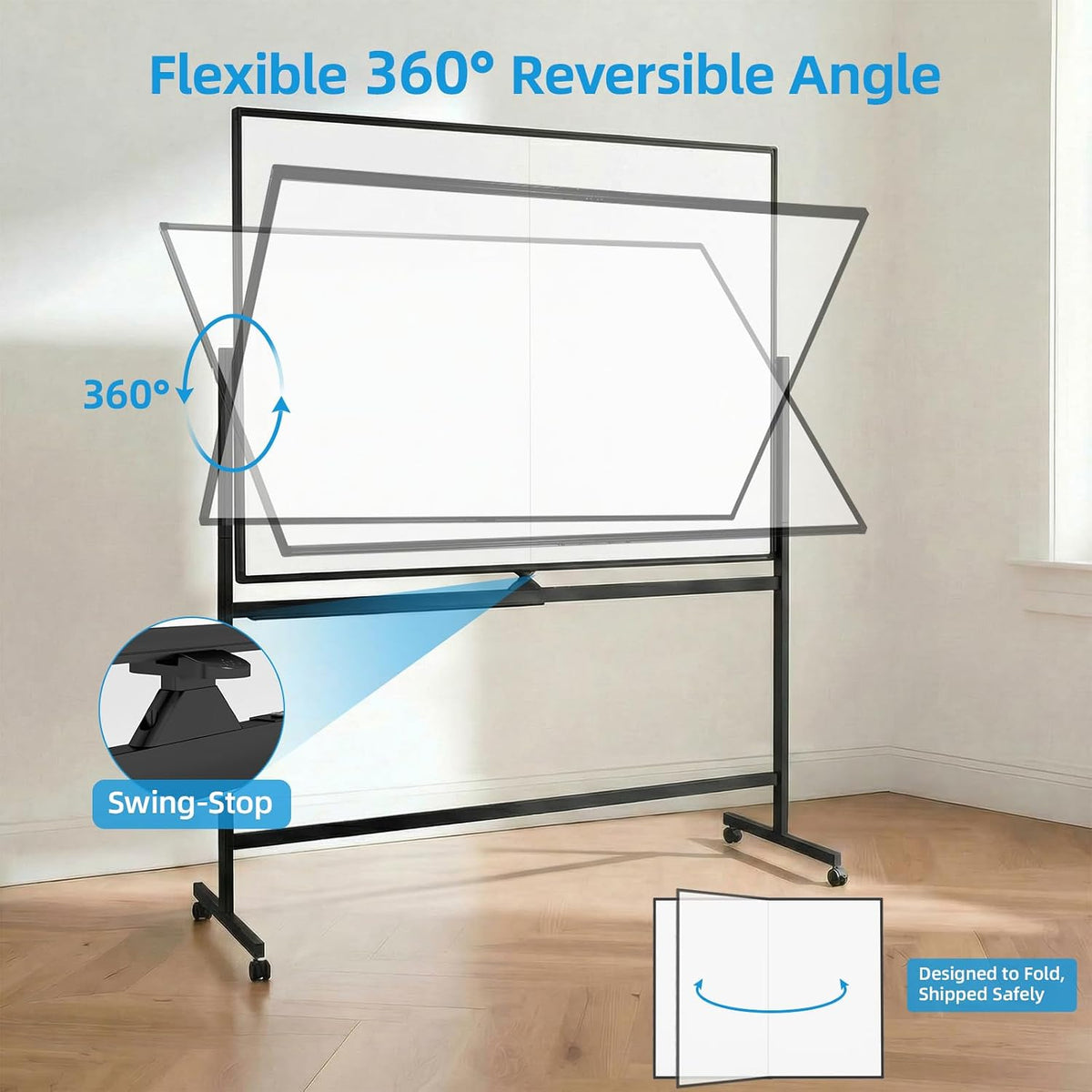 VOWNER Double-Sided Magnetic Whiteboard, 60" x 48" Mobile Dry Erase...