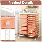 COSTWAY 15-Drawer Rolling Storage Cart, Mobile Utility Cart - Image 6