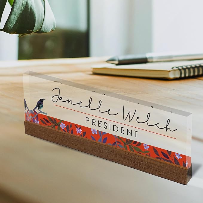 Artblox Personalized Office Desk Name Plate and Business Card Holder | Clear - Image 2
