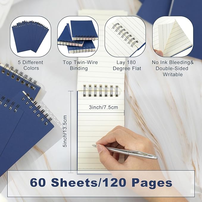 Tenceur 18 Pcs Pocket Notebook Bulk Small 3x5 Inch Spiral Notepads Mini Top - Image 2
