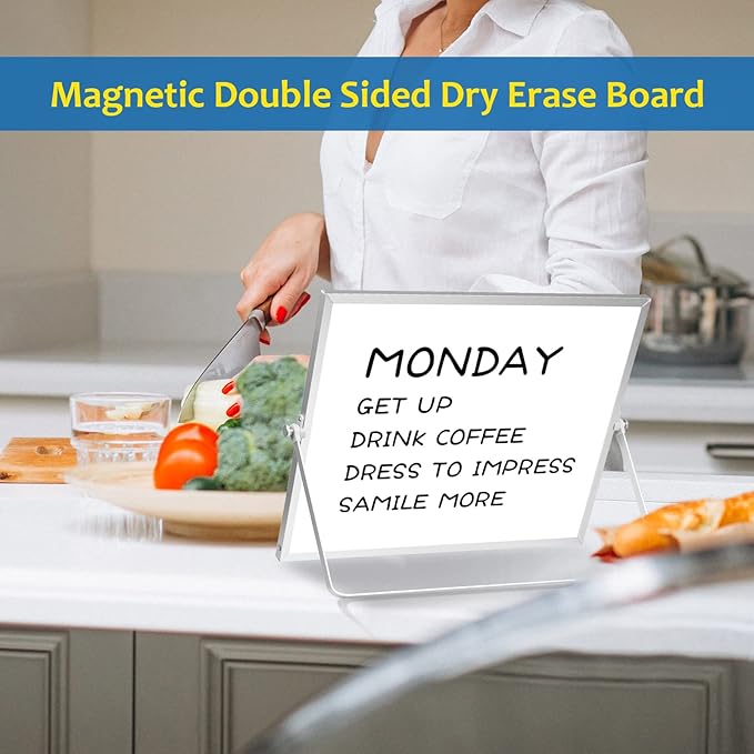 Dry Erase White Board, 16inX12in Large Magnetic Desktop Whiteboard - Image 5
