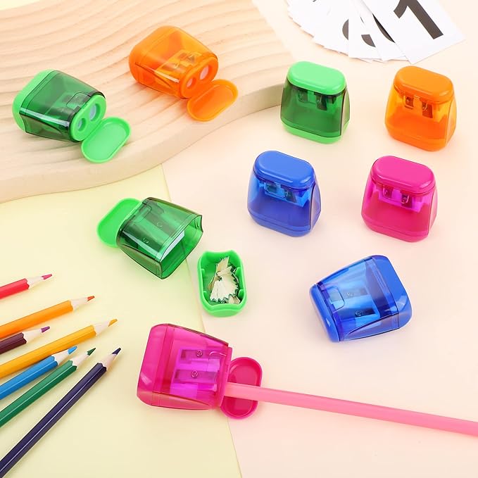 Aodaer 48 Pieces Manual Pencil Sharpeners Dual Hole Compact Sharpener - Image 4
