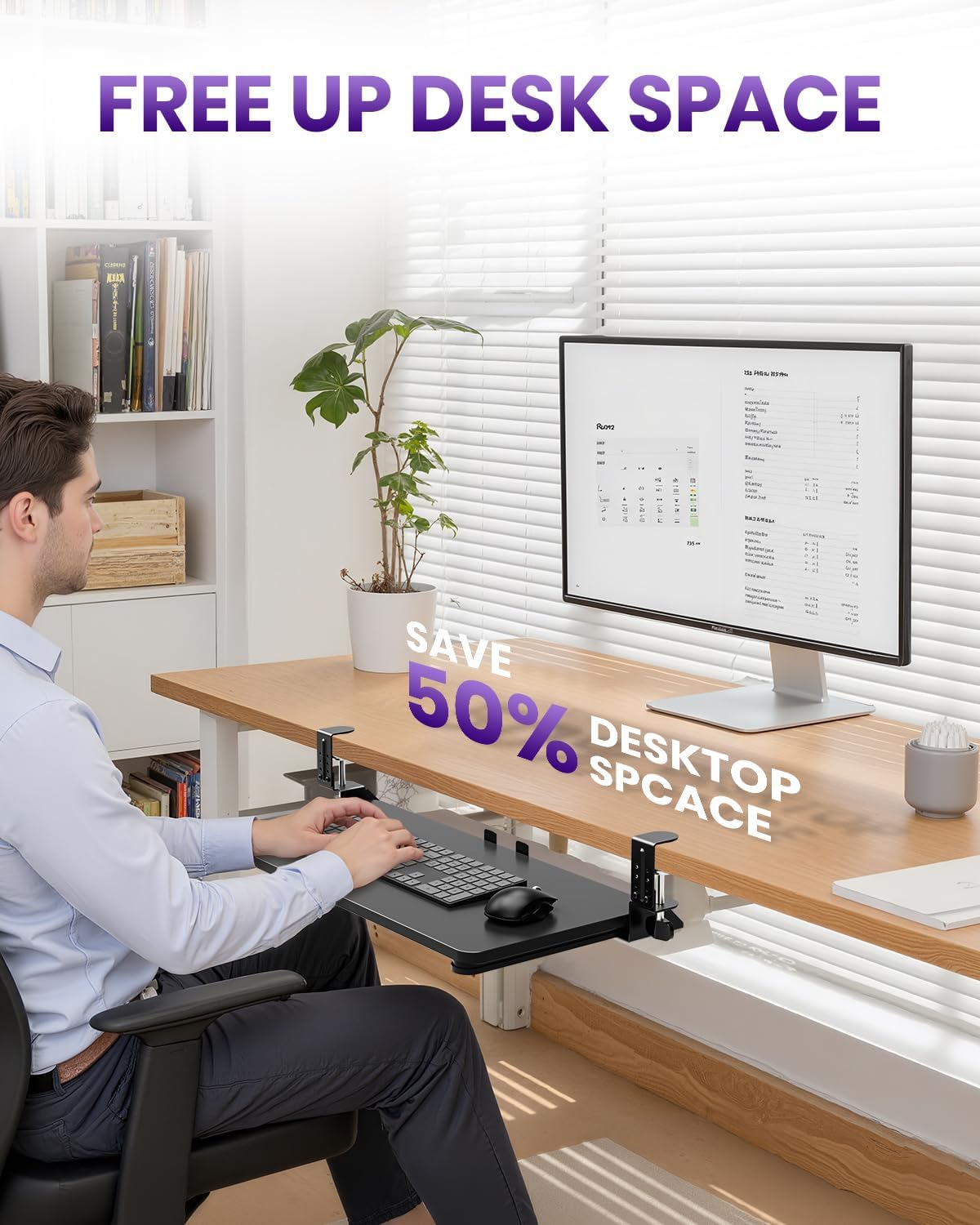 Ergonomic Mouse & Keyboard Tray Under Desk, 20x11.8 in Board, Black