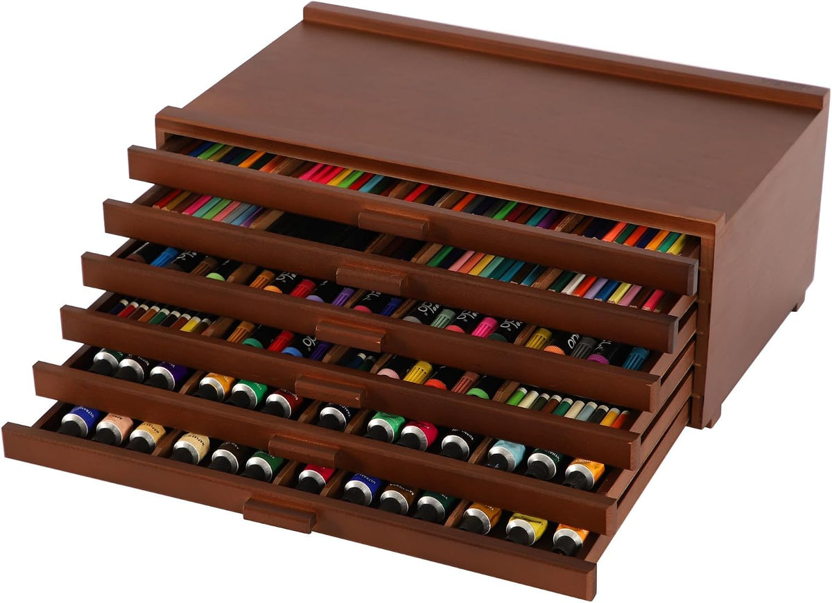viswin 6-drawer art supply storage organizer, beech wood, main product view