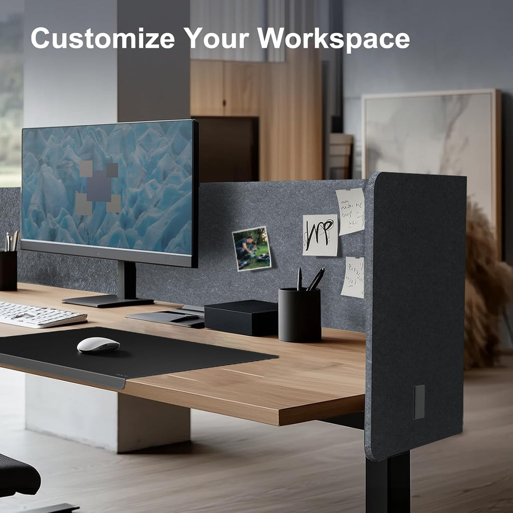 desk privacy panel, 48" × 19" l-shaped cubicle, side view