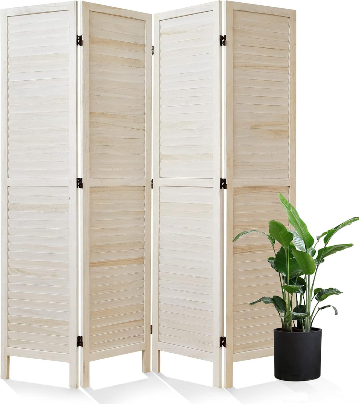 Room Dividers and Folding Privacy Screens, Wood Louvered Separators Divider Wall
