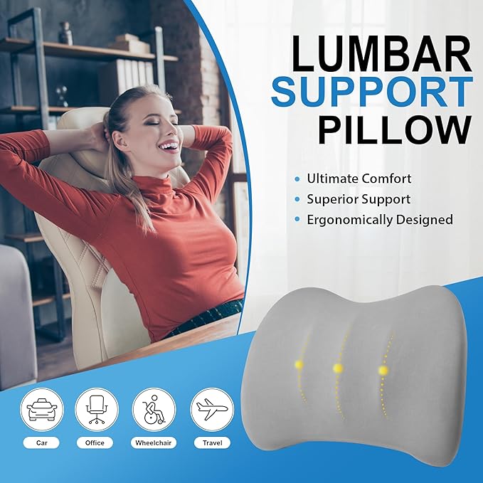 Lumbar Support Pillow for Car, Memory Foam Lumbar Pillow for Lower Back Pain - Image 2