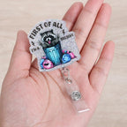 First of All I’m a Delight Funny Raccoon Badge Reel, Retractable ID Card Nurse - Image 2
