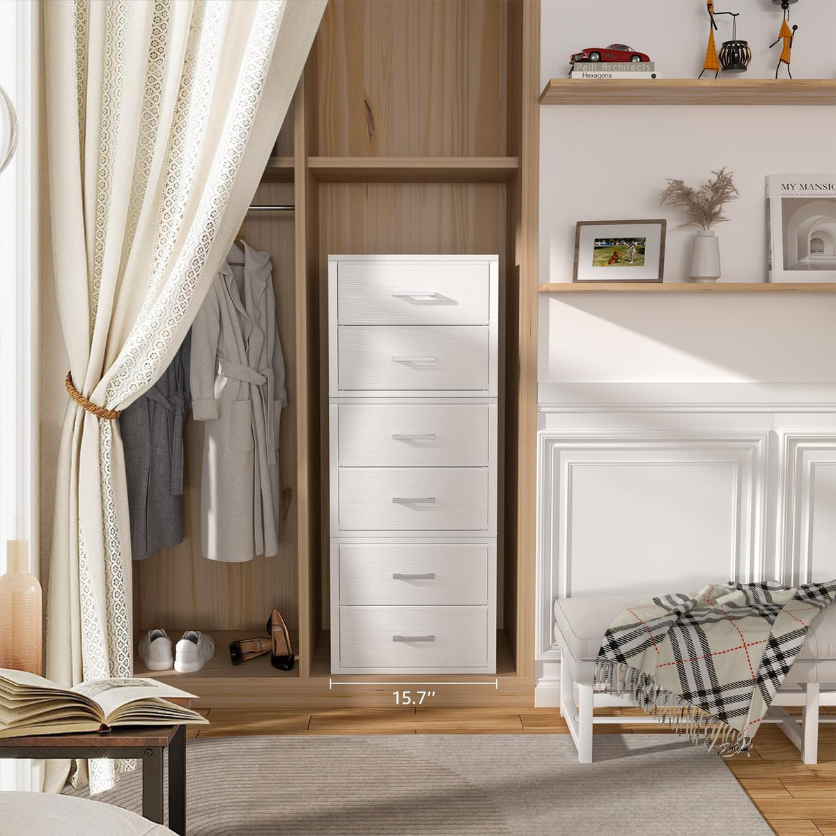 BOLUO Stackable Storage Drawers Closet Organizers and Storage Fabric White 2 ...
