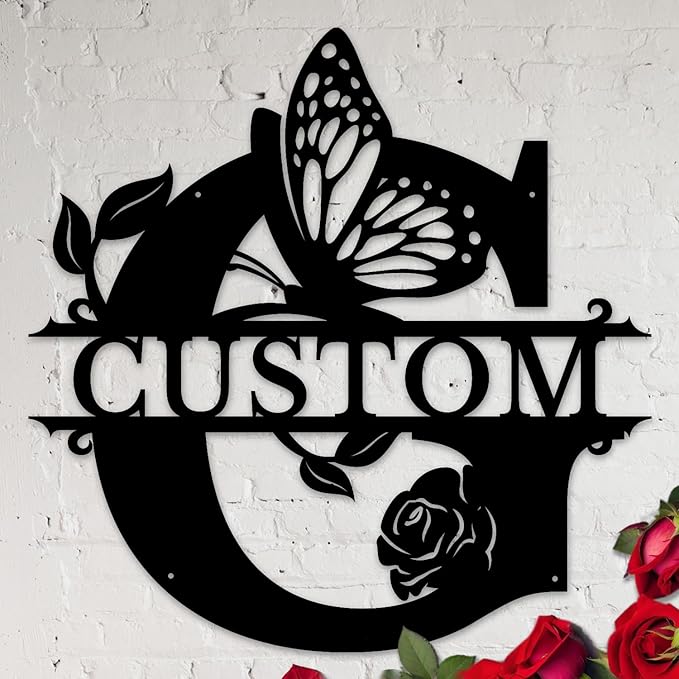 Personalized Custom Letter Name metal Signs, Custom Black Letter Monogram Wall by Casebrick