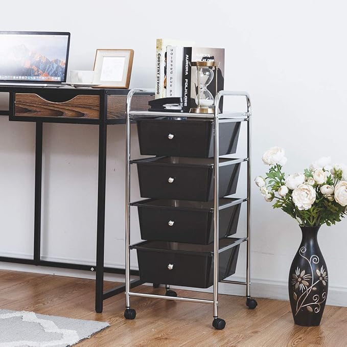 Giantex 4 Drawers Cart Storage Bin Organizer Rolling Storage Cart Metal Frame - Image 2
