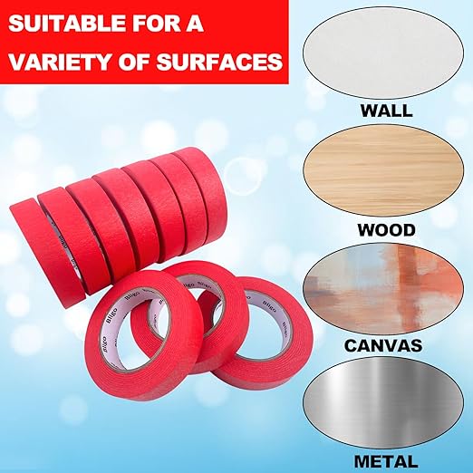 Bligo 10 Pack Red Painters Tape 1 Inch x 55 Yards, Medium Adhesive Masking Tape - Image 7