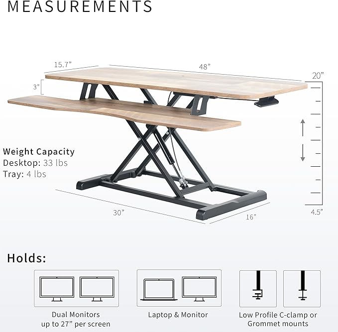 VIVO 42 inch Desk Converter, K Series, Height Adjustable Sit to Stand Riser - Image 3