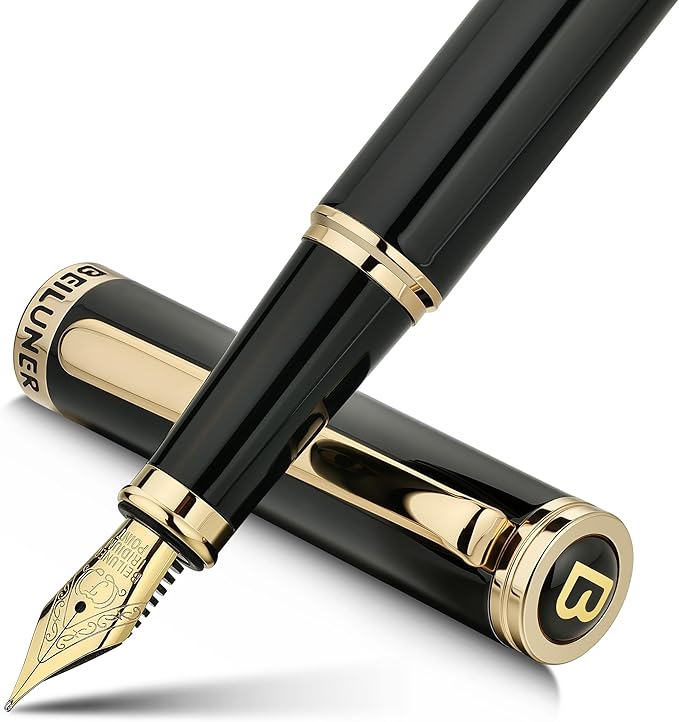 BEILUNER Black Fountain Pen, Stunning Luxury Pens by BEILUNER