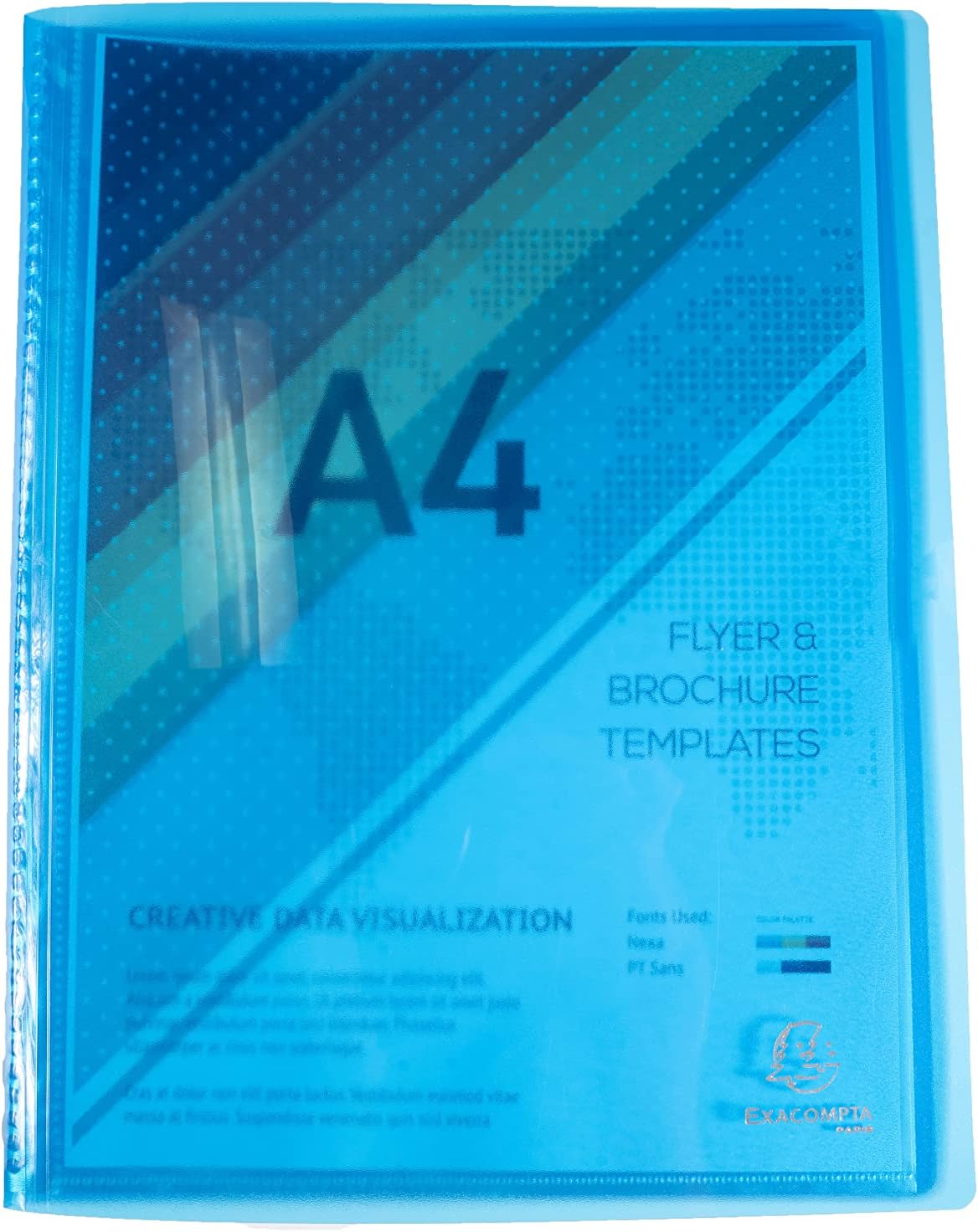 Exacompta - Ref 85872E - Iderama Collection - Semi-Rigid Display Book - 240 x 320mm in Size, Suitable for A4 Documents, 40 Pockets, 0.5mm Polypropylene - Light Blue