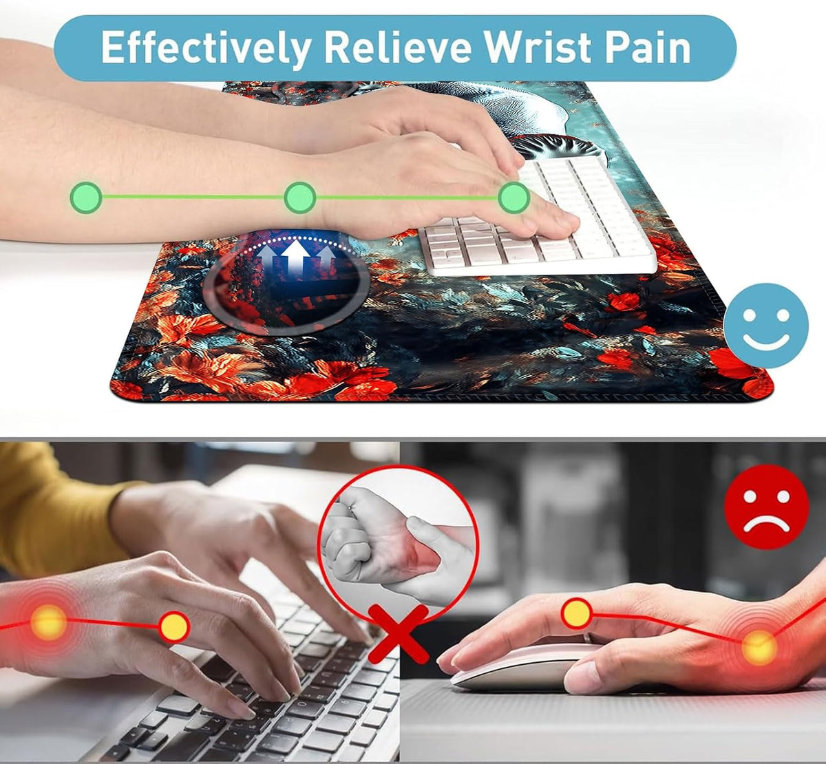 Large Mouse Pad and Keyboard Wrist Rest, Desk Pad for Keyboard and Mouse, 4-i...