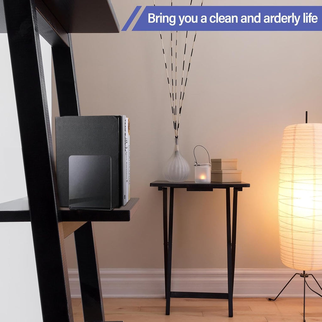 Clear Acrylic Book Ends for Shelves Heavy Duty L Shaped, 2 Pcs