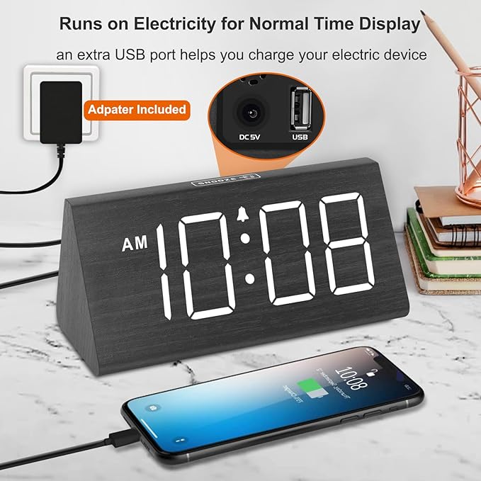 DreamSky Wooden Digital Alarm Clocks - Image 5