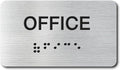 Office Signs with Raised Text & Grade 2 Braille, Brushed Aluminum/Silver Finish by EliteSign