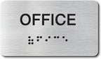 Office Signs with Raised Text & Grade 2 Braille, Brushed Aluminum/Silver Finish by EliteSign