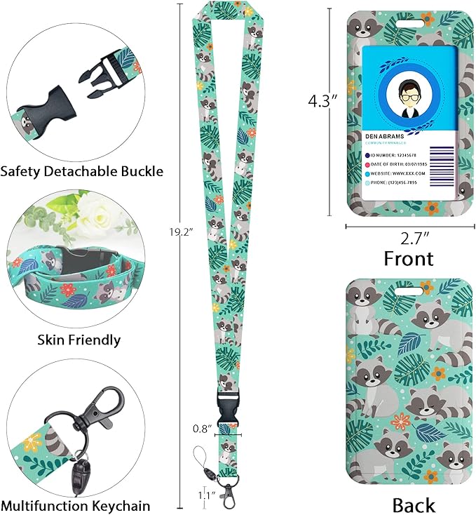 Raccoon Lanyards for Id Badges, Cute Badge Reel Heavy Duty - Image 4
