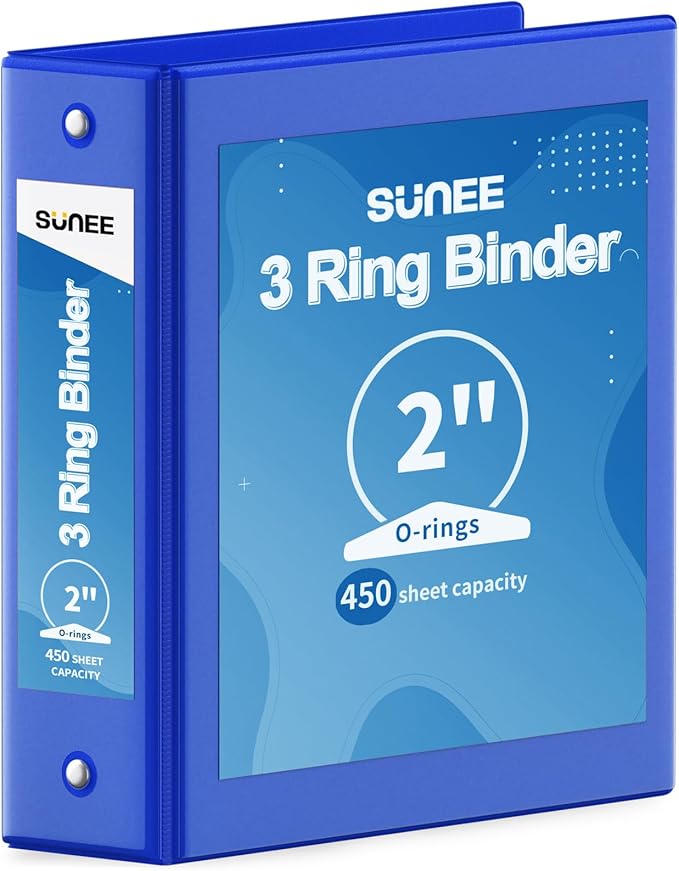 SUNEE 3 Ring Binder 2 Inch 1 Pack, Cobalt Blue by SUNEE