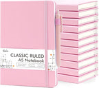 feela 12 Pack Notebooks Journals Bulk, Hardcover Notebook Classic Ruled Lined by feela