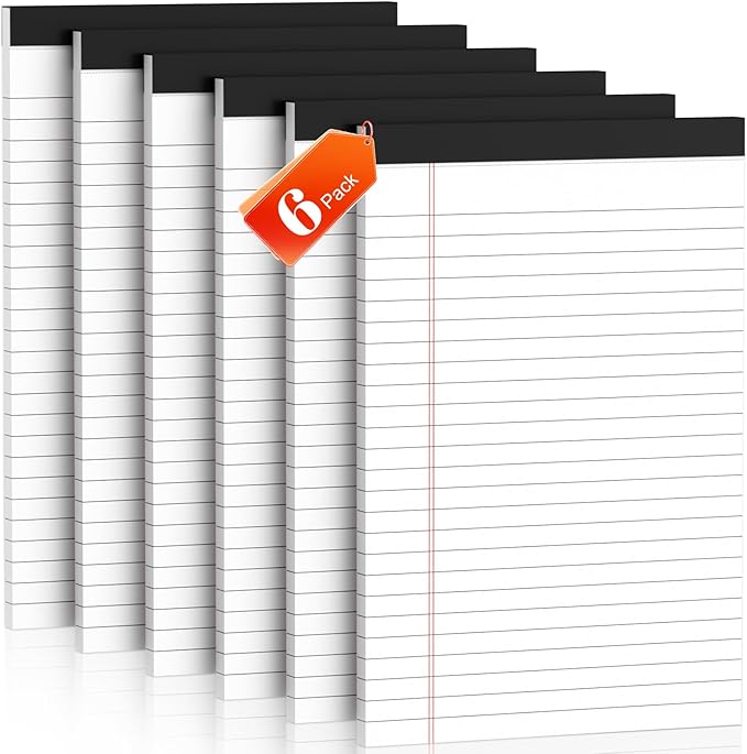 Nichela 5" x 8" Note Pads 6 Pack of Legal Pads 30 Sheets Notepad College Ruled by Nichela