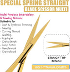 Cross Edge Spring Scissors 5 Inch straight Stainless Steel Precision Eyebrow & - Image 3
