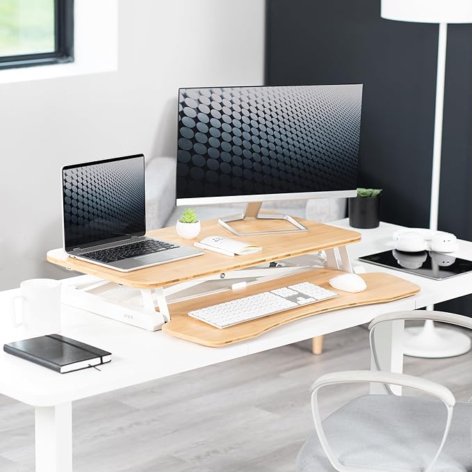 VIVO 32 inch Desk Converter, K Series, Height Adjustable Sit to Stand Riser - Image 8