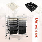 LDAILY 12 Drawer Rolling Storage Cart, Craft Cart Organizer on Wheels w/Metal - Image 3