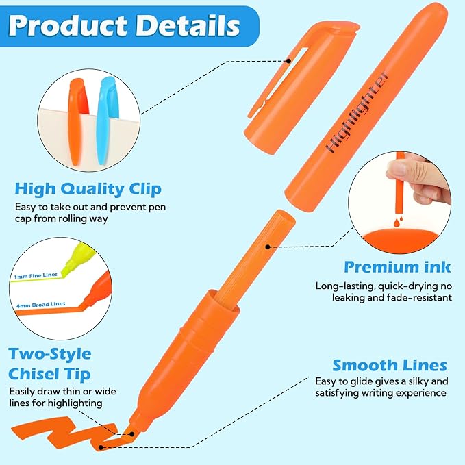 Highlighters Bulk, Chisel Tip Dry-Quickly Highlighter Markers, Teachers Supplies - Image 3