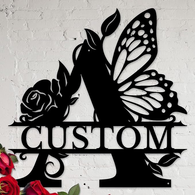 Personalized Custom Letter Name metal Signs, Custom Black Letter Monogram Wall by Casebrick