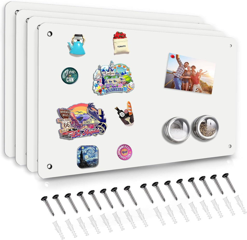 4 Pack White Magnetic Board, 17.5" x 11.4" Magnet Bulletin Board to Display