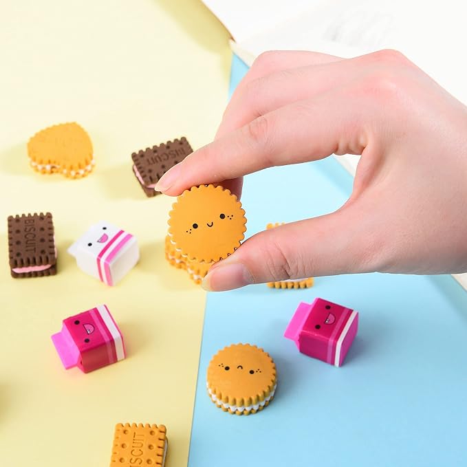 Cookie Erasers for Kids, 12 Pieces 3D Cute Food Puzzle Mini Biscuit Eraser - Image 7