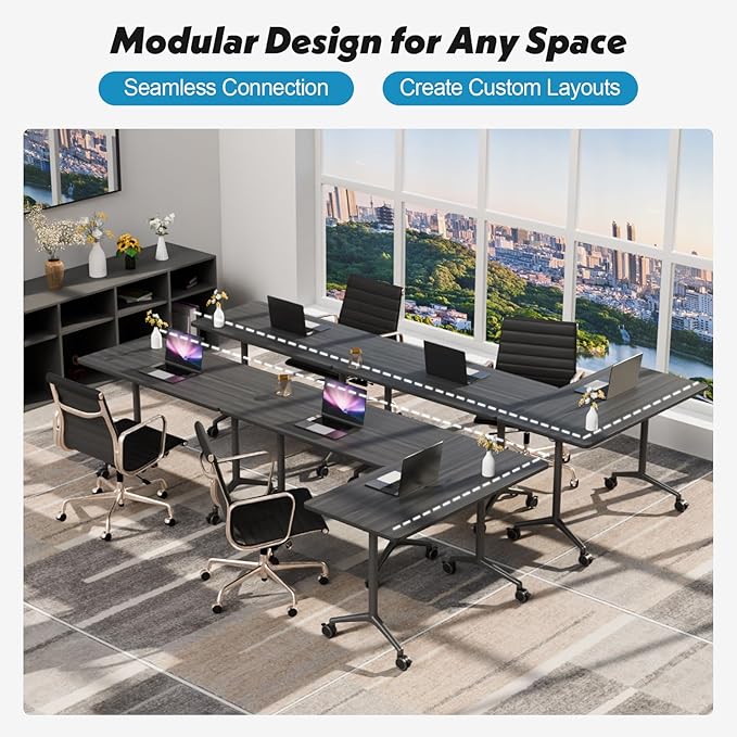 Goakwwuz Conference Room Table, Folding Conference Tables, Thicken Grey Tabletop - Image 4