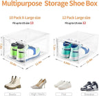 10 Pack Large Shoe Boxes Clear Plastic Stackable, Shoe Storage Organizer - Image 3