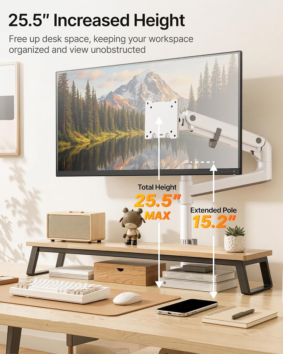 monTEK Ultrawide Monitor Arm Max 57",Height Adjustable 25.5",with U...