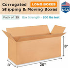 Long Shipping & Moving Boxes 20"L x 8"W x 8"H - Image 2