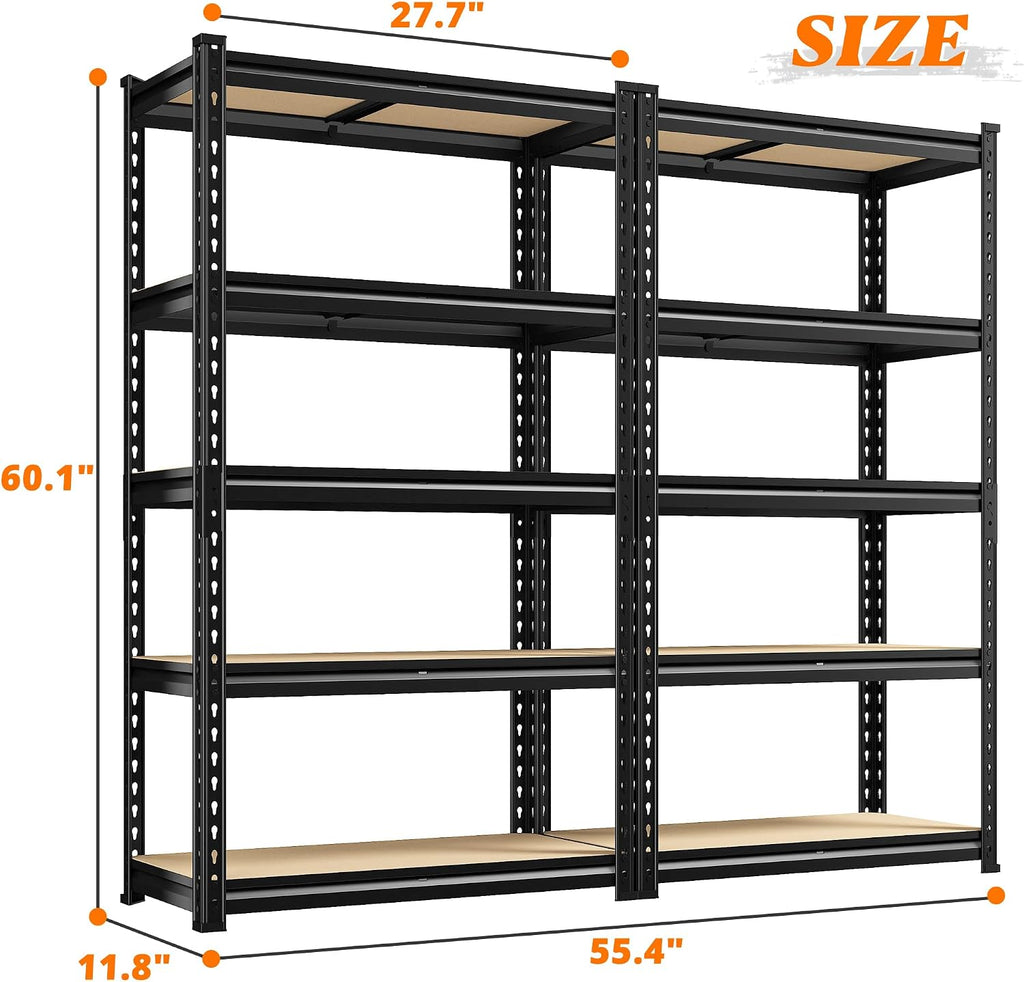 reibii 2 pack garage shelving,5 tier heavy duty, close-up detail