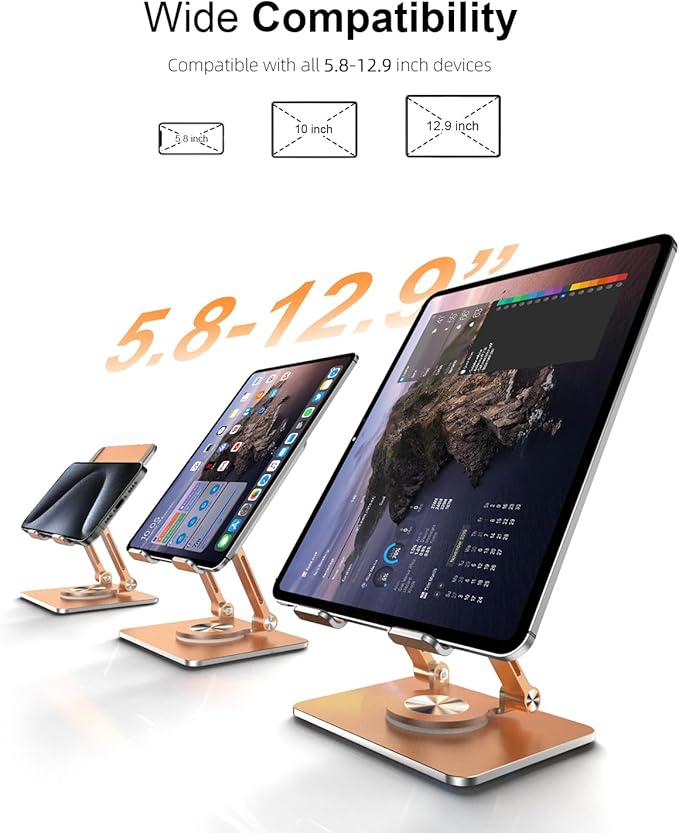 Tablet Stand Holder with Thickened 360°Rotating Base Dual Rod Adjustable - Image 7