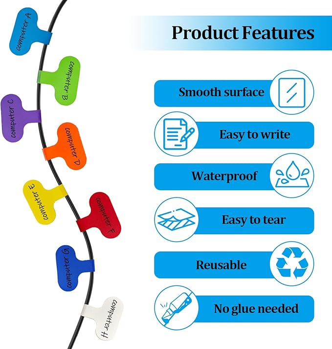 32 Pcs Cable Cord Labels, Wire Labels, Cable Tags, Computers Cable Management - Image 2