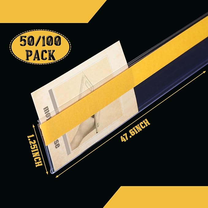 Fainne 50 Pcs 1.25 Inch Shelf Label Strip Holders Plastic Wire Shelf Price Tag - Image 2
