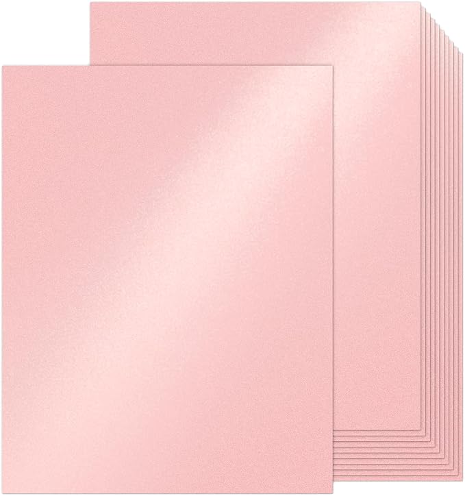 24 Sheets Pink Shimmer Cardstock 8.5 x 11 Iridescent Paper, Goefun 80lb Card by Goefun