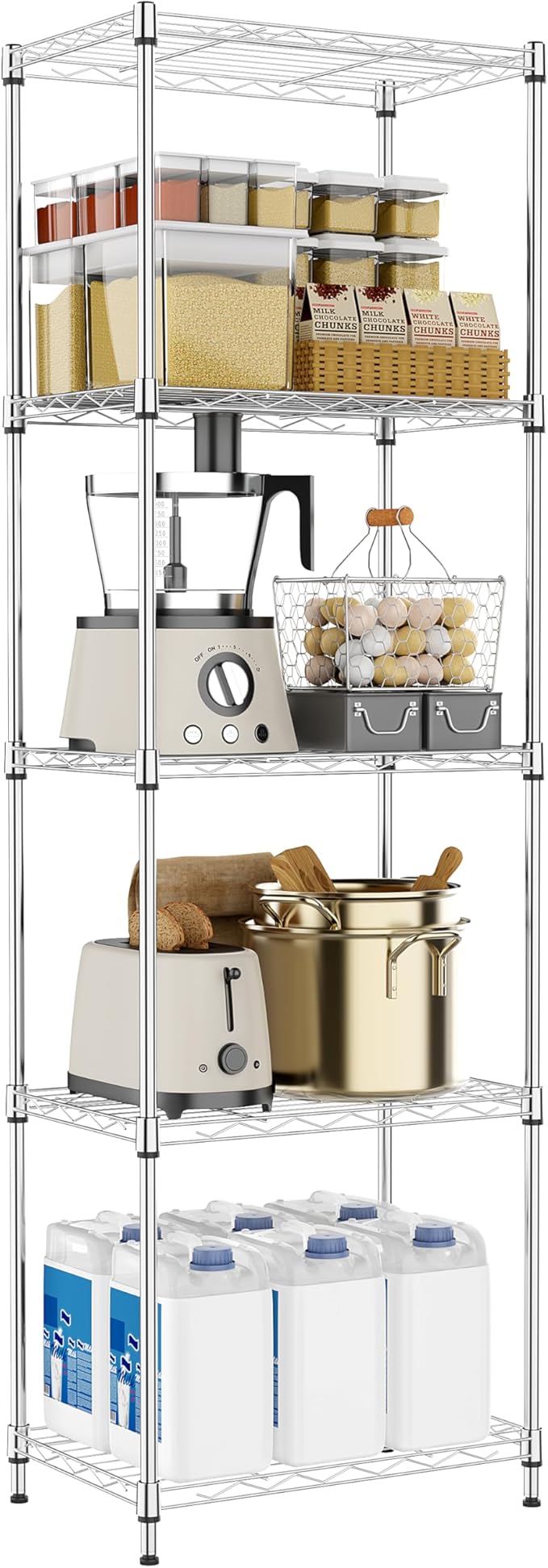 M MZG 5 Tiers Shelf Metal Storage Shelves Wire Rack Closet Organizers by MEIGAOPLASTICANDMETALHKCOLIMITED