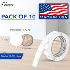 Perco White 1-Inch Perforated Circle Dot Sticker Labels — 10 Rolls, 000 Round - Image 2