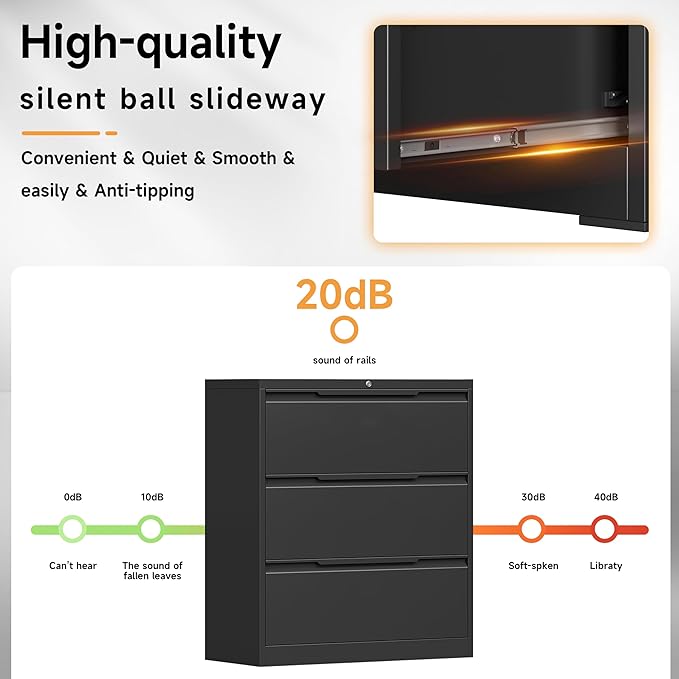 Bestoo 3-Drawer Lateral File Cabinet - Image 7