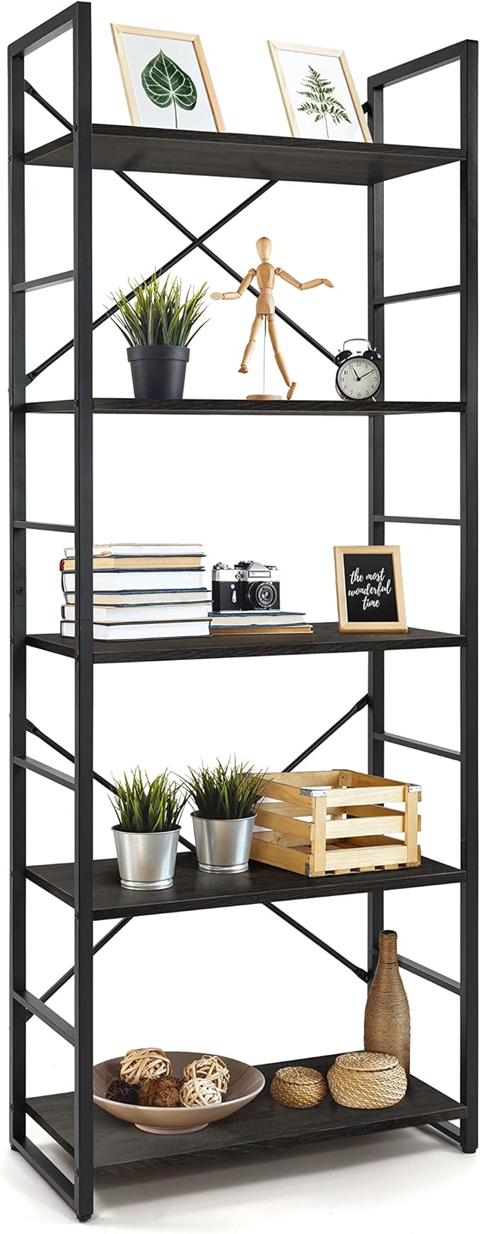 CAPHAUS 5 Tier Bookshelf, 24 Inch Width Free Standing Shelf, Bookcase Shelf by CAPHAUS